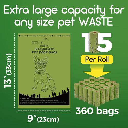 Biodegradable Dog Poop Bags 360 Count Scented, Leak Proof and Extra Thick Waste Bag Refill