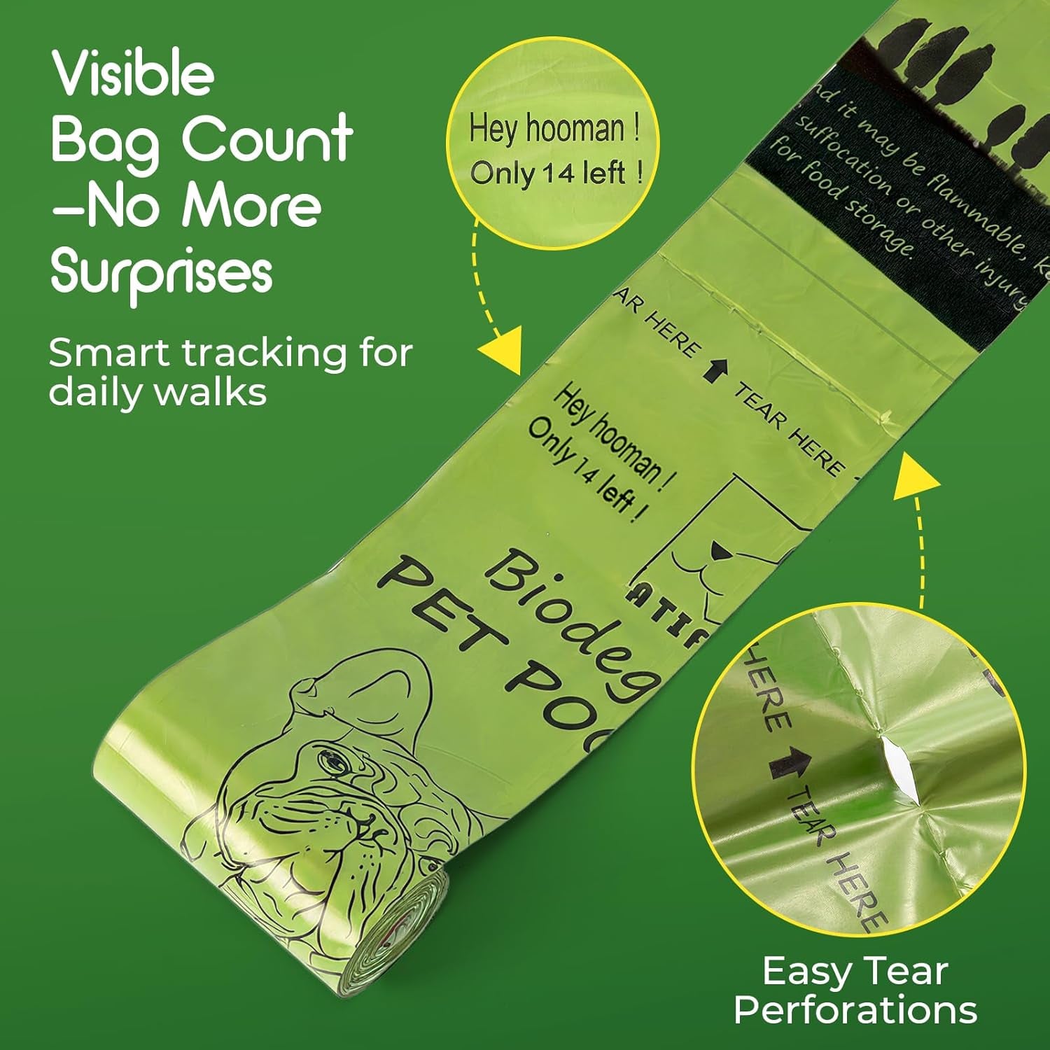 Biodegradable Dog Poop Bags 360 Count Scented, Leak Proof and Extra Thick Waste Bag Refill