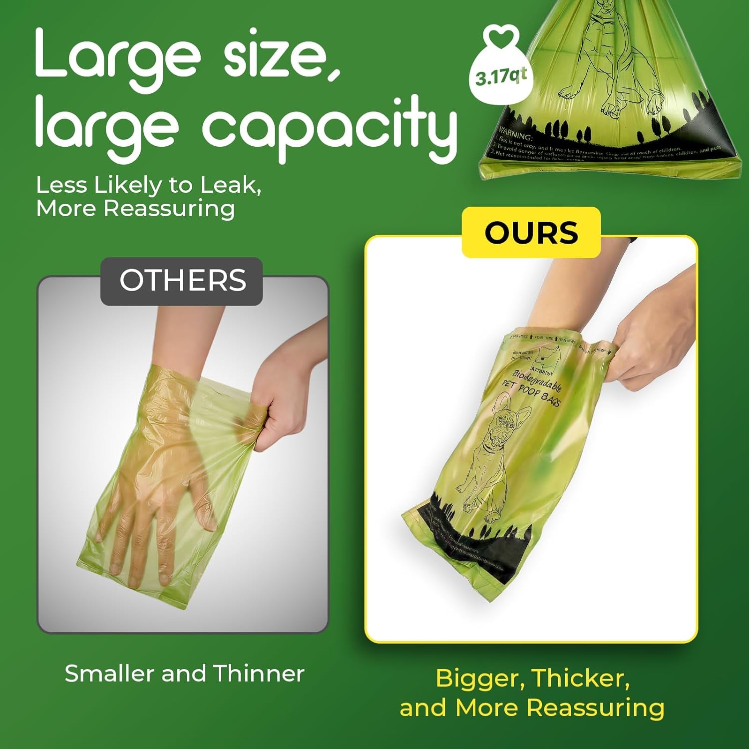 Biodegradable Dog Poop Bags 360 Count Scented, Leak Proof and Extra Thick Waste Bag Refill